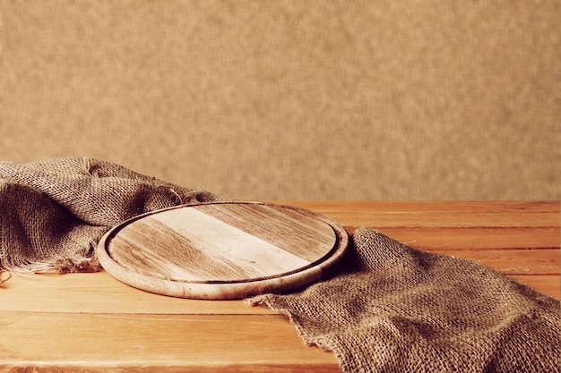 Cutting board on sackcloth