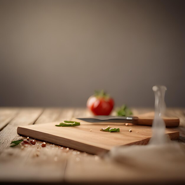 Photo a cutting board with a knife and a knife on it