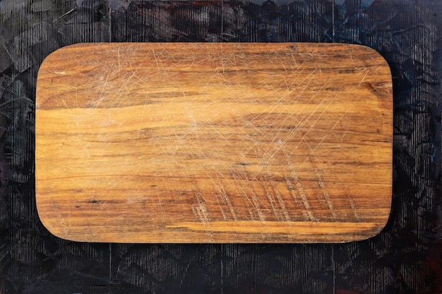 Cutting board on a wooden table