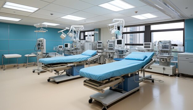 Cutting edge surgical equipment and advanced medical devices in a modern operating room