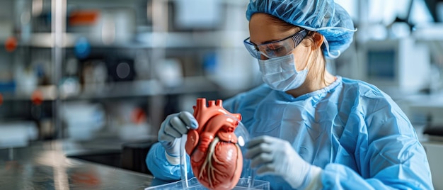 Foto cutting-edge technologie biomedische ingenieur analyseert hartpacemaker gegevens voor betrouwbaarheid en ef