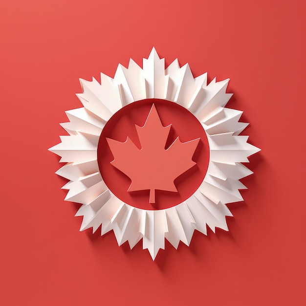 Photo cutting through canada day minimalistic paper craft illustration in 3d style