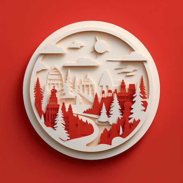 Photo cutting through canada day minimalistic paper craft illustration in 3d style