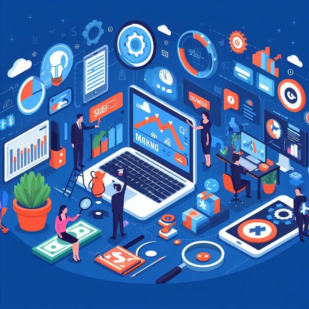Photo cuttingedge digital marketing vector illustrations for engaging campaigns