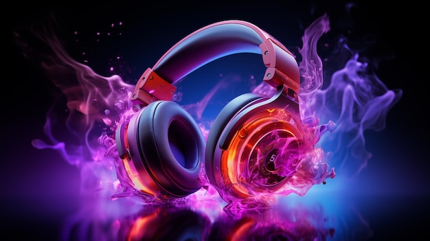 Cuttingedge purple headphones splashed