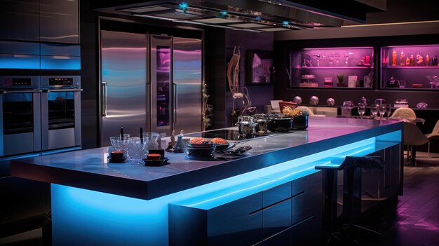 CuttingEdge Smart Kitchen Futuristic Design and LED Innovation