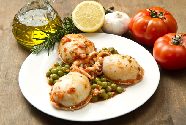 cuttlefish with peas