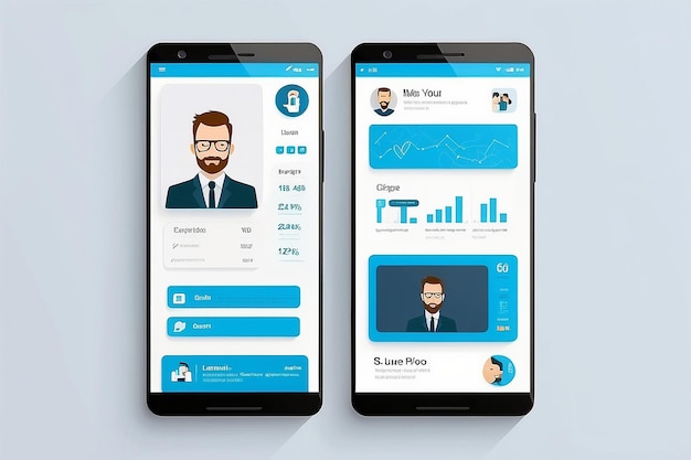 CV-profiel geïnspireerd op LinkedIn-achtige app Responsive interface design voor smartphone en web