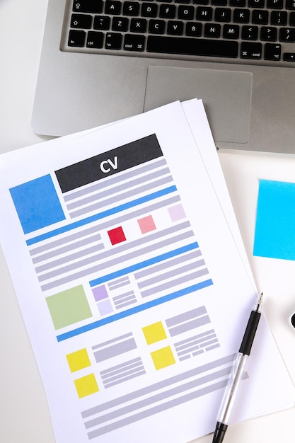 cv on the table