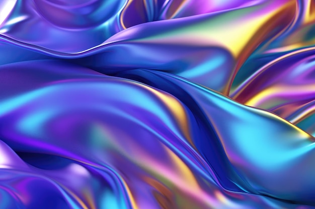 cyan blue purple shiny silk in the style of distorted realities