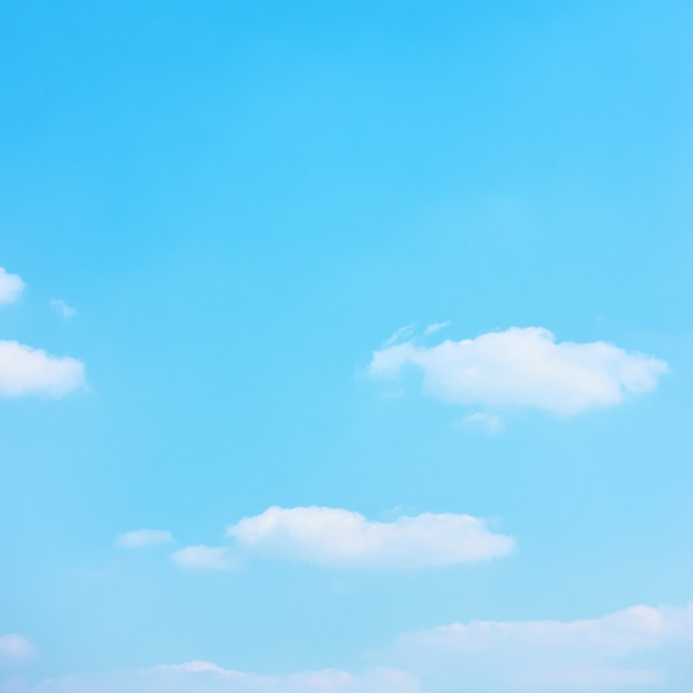 Cyan blue sky with white clouds -  pastel color background with space for your own text
