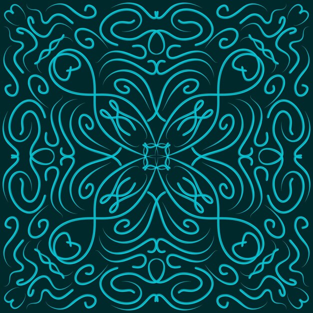 Cyan Doodle Floral Pattern