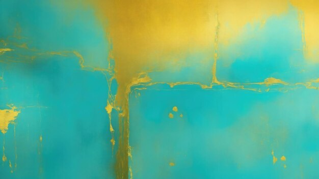 Foto cyan en gold olieverf texturen als kleur abstracte achtergrond