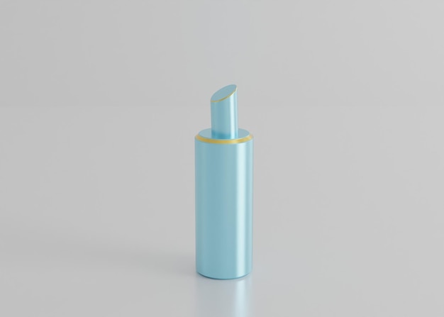 Cyan and golden perfume bottle 3D rendered image