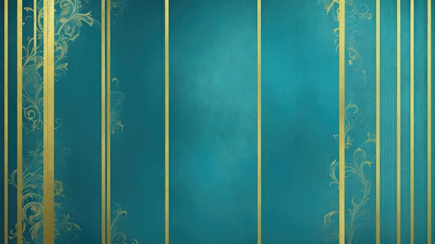 Cyan grunge textuur versierd met glanzende gouden lijnen luxe achtergrond