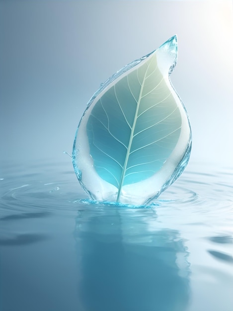 Cyan leaf on water wallpaper