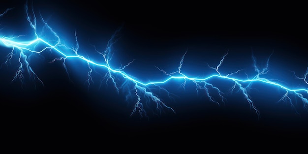 Сиановая молния изолирована на черном фоне векторная иллюстрация светящаяся сиановая электрическая вспышка грома