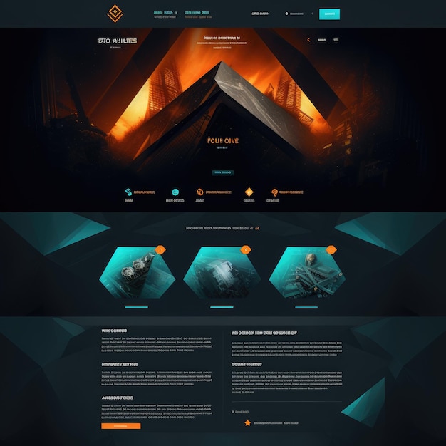 Photo cyan and orange harmony unveiling a sleek dark theme website pattern