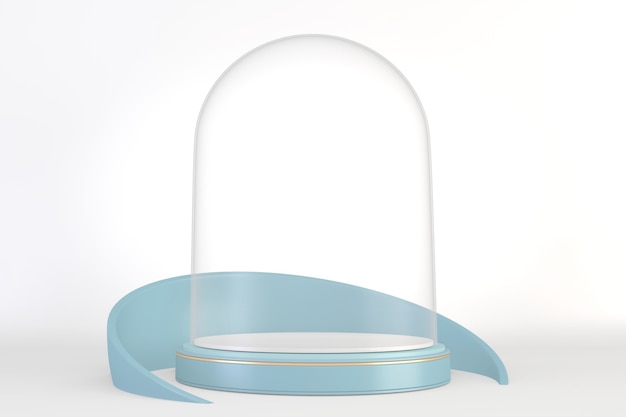 Cyan pedestal design for product show, rendering