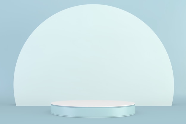 Cyan pedestal design for product show, rendering