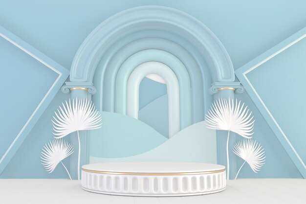 Cyan pedestal design for product show