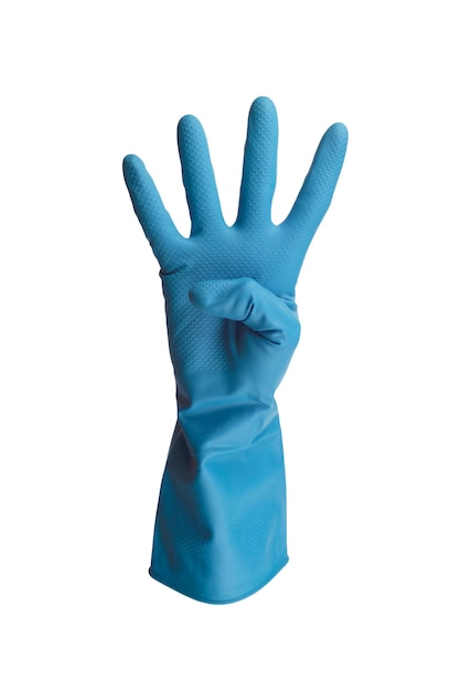 Cyan rubber gloves counting  isolated on white background