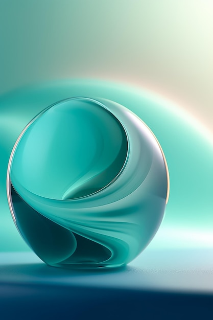 Cyan soft silk waves on transparent glass AI generated