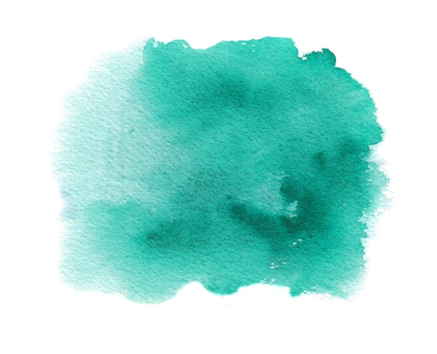 Cyan watercolor texture stain with aquarelle splash, brush strokes