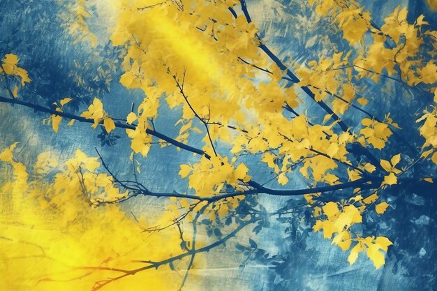 Cyanotype fabric background yellow AI generative