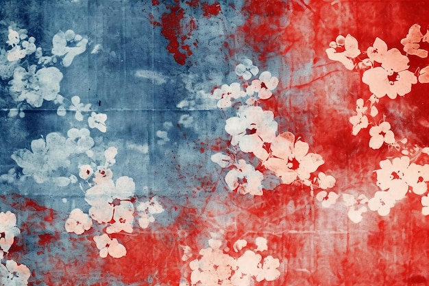 Cyanotype stof achtergrond rood AI generatief