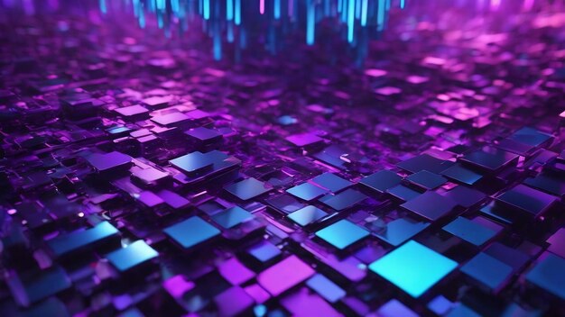 Cyber abstract 3d blue and violet colors background