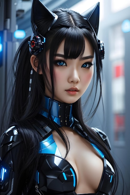 Cyber Anime Girl Cyber Girl Cyber Anime Futuristisch Anime Girl Cyber Anime Girl Wallpaper Anime Girl AI Generatief