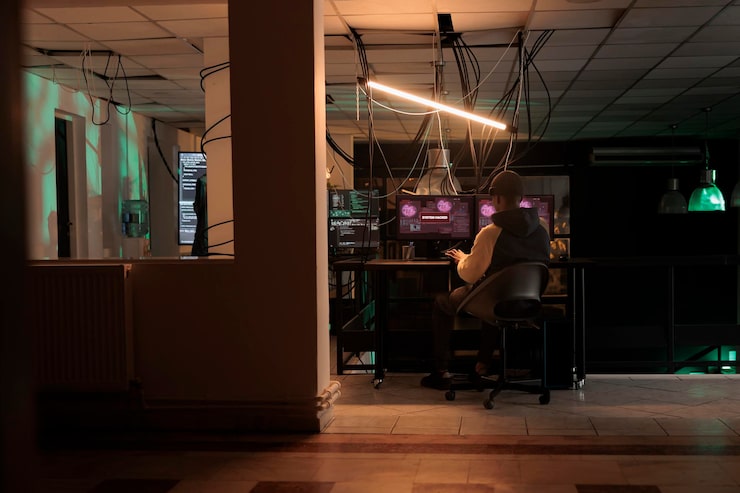 Photo cyber attack, data breach, hacker sending computer virus malware, breaking into database server. criminal stealing information, hacking system password, coding malicious software