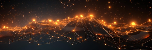 Cyber big data flow Blockchain Brown data fields Network line connect stream Concept of AI technolog