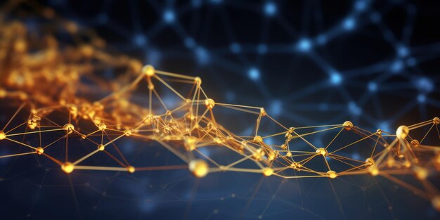 サイバー・ビッグ・データ・フロー ブロックチェーン・ゴールド・データ・フィールド ネットワーク・ライン・コネクト・ストリーム AI技術の概念