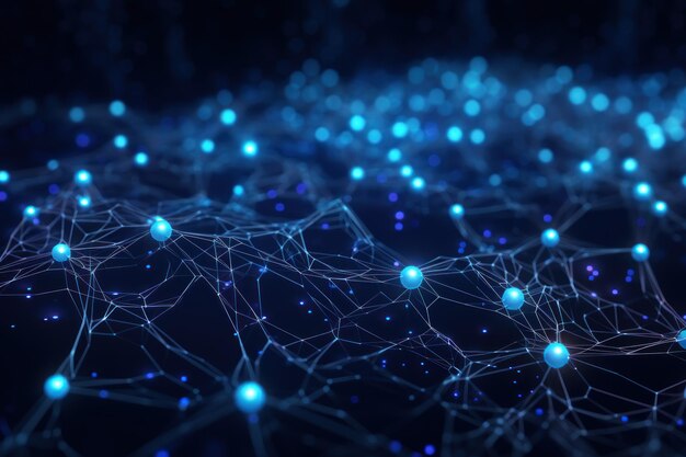 Cyber big data flow Blockchain Indigo data fields Netwerklijn verbinding stroom Concept van AI technolo