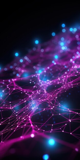 Cyber big data flow Blockchain Magenta data fields Netwerklijn verbinding stroom Concept van AI technol