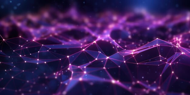 Cyber big data flow Blockchain Mauve data fields Netwerklijn verbinding stroom Concept van AI technologie