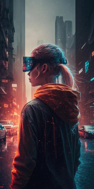 Cyber City Augmented Reality Hightech Fashion Digital Smartphone Phone Wallpaper Generative AI