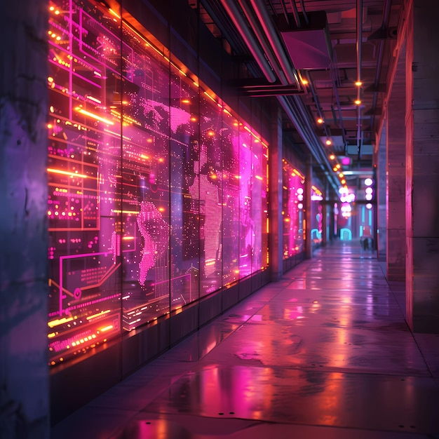 A Cyber Corridor Futuristic Tech Space