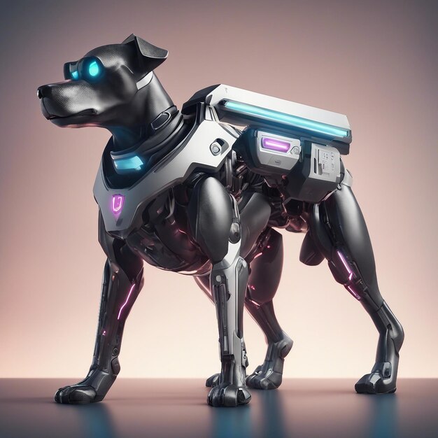 cyber dog is in alert pose 3d illustration cinematic lighting