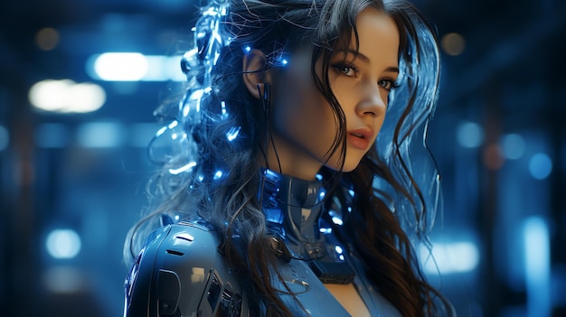 Cyber girl Generative AI for Immersive Gaming neural networksThe concept of future technologies