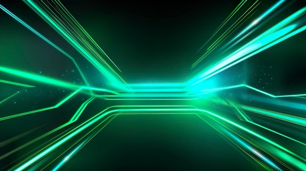 Cyber green neon light background generat ai