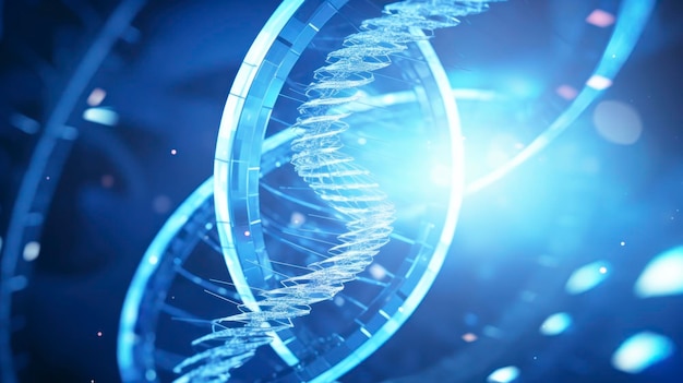 Cyber medische banner met dna-code en zonlicht