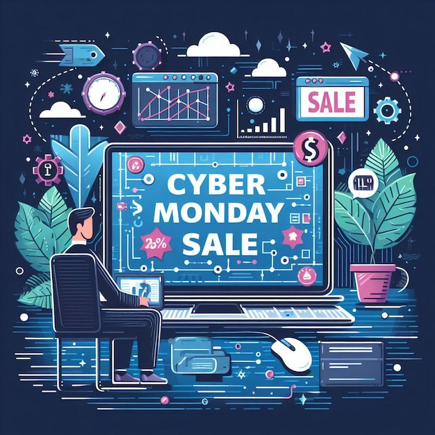 Cyber Monday Achtergrondbeelden Cyber Monday post Cyber Monday Banner Cyber Monday verkoop