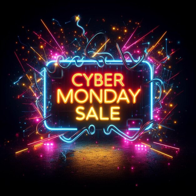 Foto immagini di sfondo di cyber monday post di cyber monday banner con effetto neon