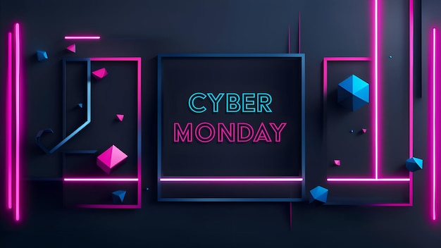 Cyber monday background with neon lights