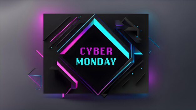 Cyber monday background with neon lights