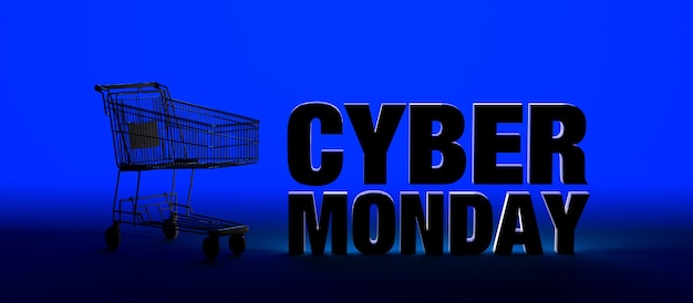Cyber Monday banner Background with text and shopping cart