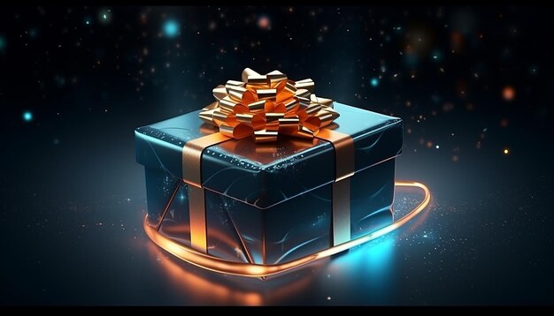 Cyber Monday gift box 3d illustration futuristic style computer style informatique